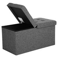 SITZBOX mit Deckel, von zwei Seiten faltbar - L76 cm - Grau, Holzwerkstoff (38/38/8cm) - Calicosy