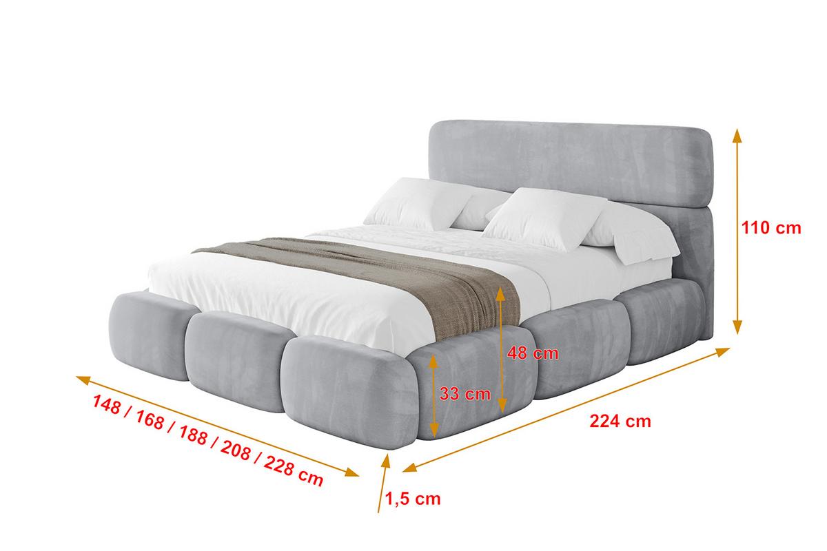 POLSTERBETT mit Bettkasten und Lattenrost, Boxbett ohne Matratze - ELVA 180x200 Hellgrau - Hellgrau, Holzwerkstoff/Textil (180/200cm) - ALTDECOR