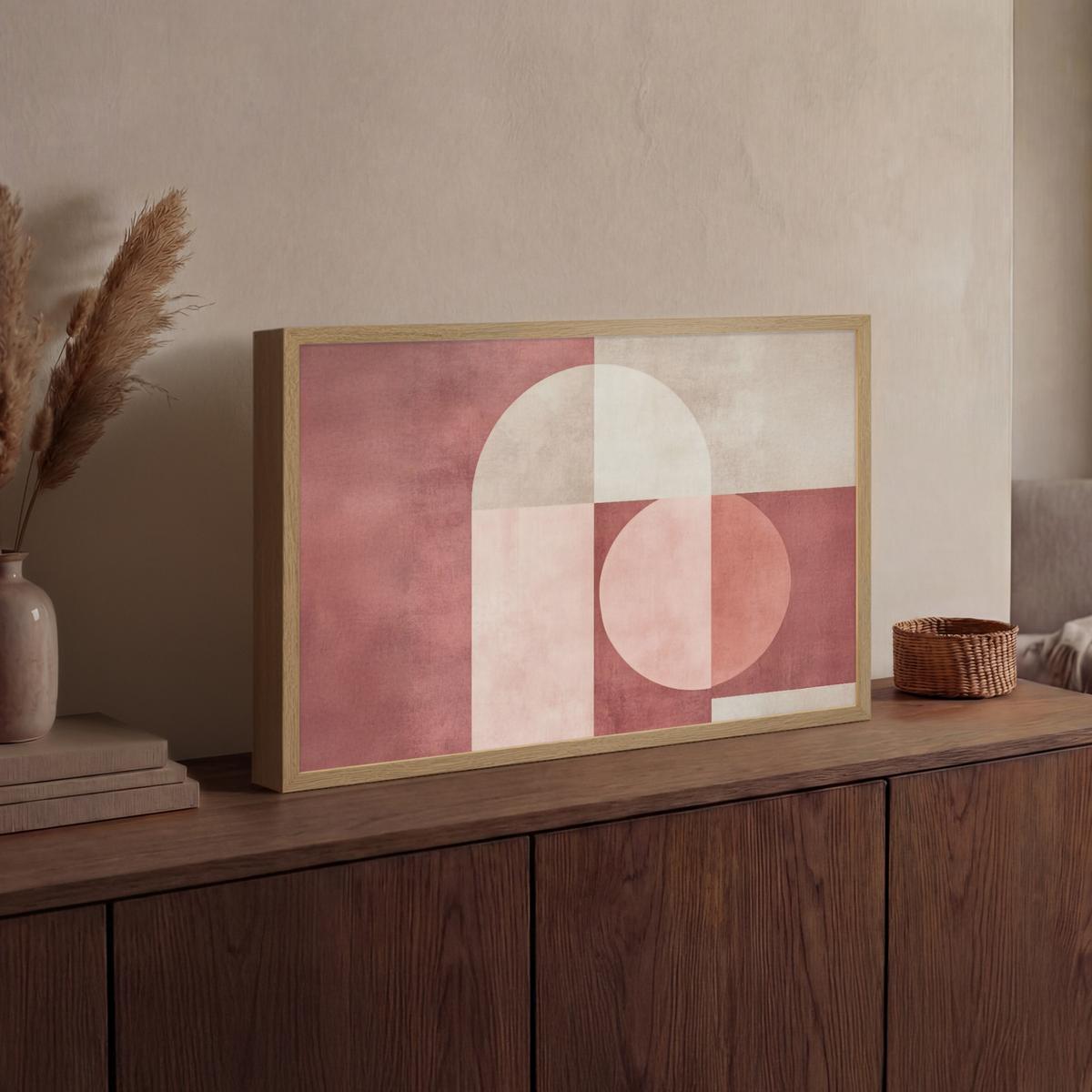 WANDLEUCHTE MIT AKKU Figuren - Abstrakt - Rosa 60x40 cm - Altrosa, Holzwerkstoff (60/40/8cm) - OnlyWow