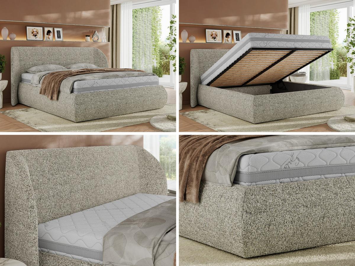 POLSTERBETT CAELA CLASSIC 140/200 - Beige Strukture - Multipocket-Matratze - Beige, Textil (140/200cm) - MKS