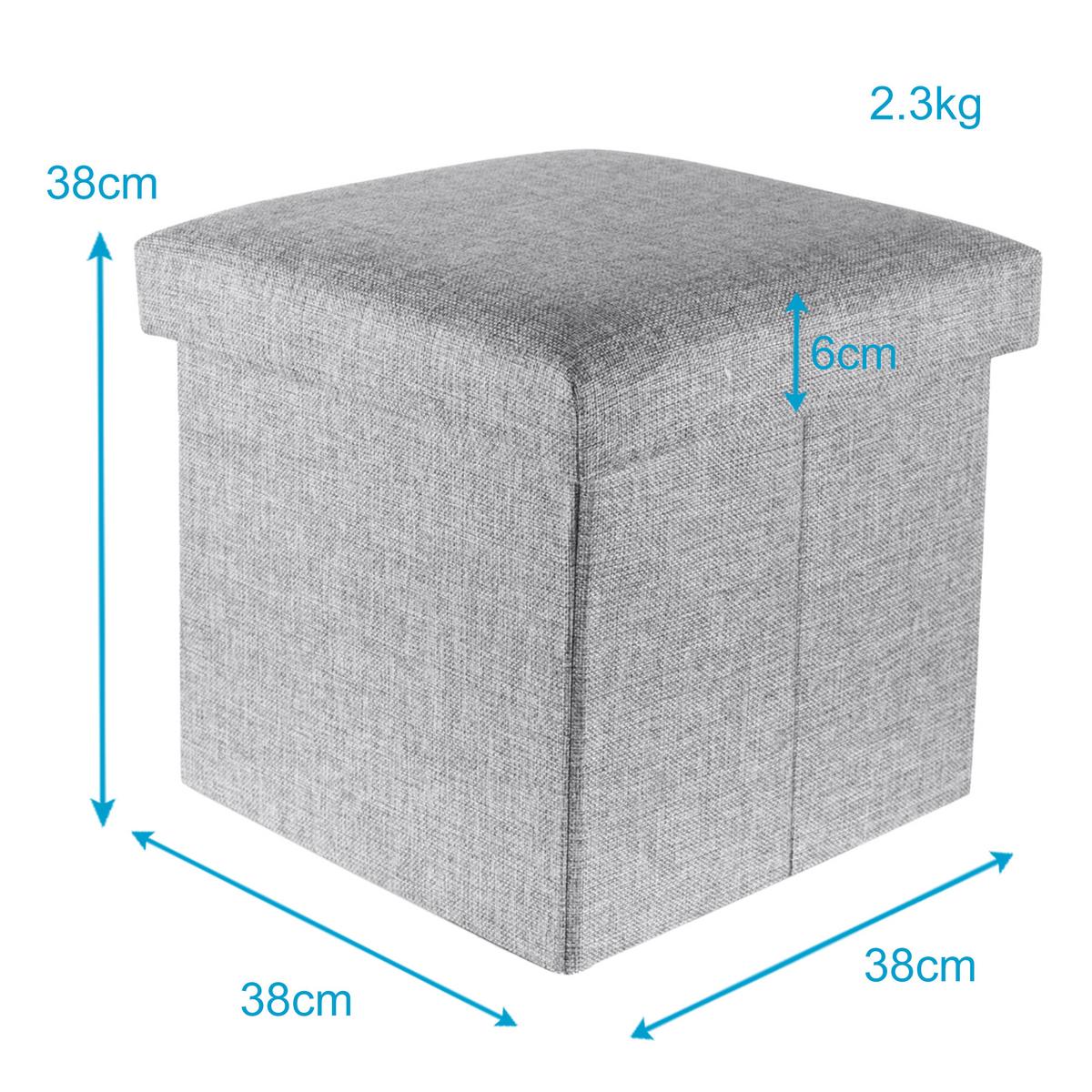SITZHOCKER mit Stauraum 30/30/30 cm (Grau) - Grau, Textil (38/38/38cm) - Intirilife