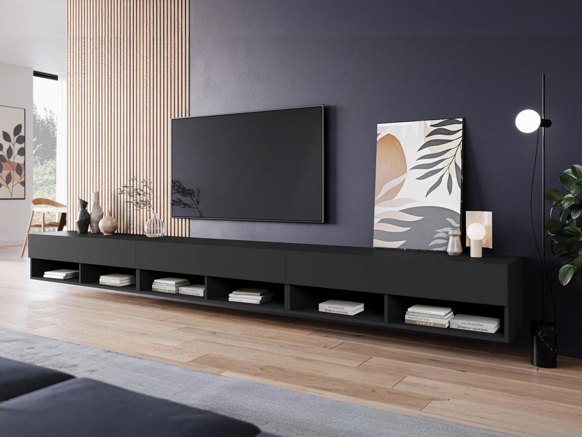 TV-LOWBOARD A300 mit weißer LED Beleuchtung - Graphitfarben, Holzwerkstoff (300/32/33cm) - MIRJAN24