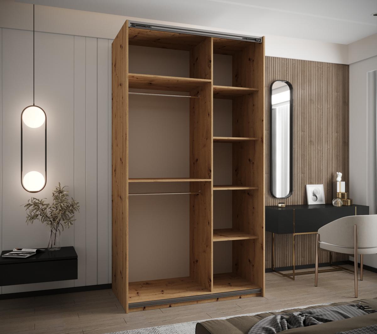 SCHWEBETÜRENSCHRANK 245,5/140/64 2-türig - Silberfarben/Schwarz, Holz/Metall (140/245/64cm) - Abiks Möbel