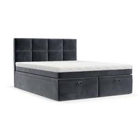 BOXBETT Tessa 140/200 cm Dunkelgrau im Kronos Stoff - Dunkelgrau/Schwarz, Holz/Holzwerkstoff (140/200cm) - AltaBeds