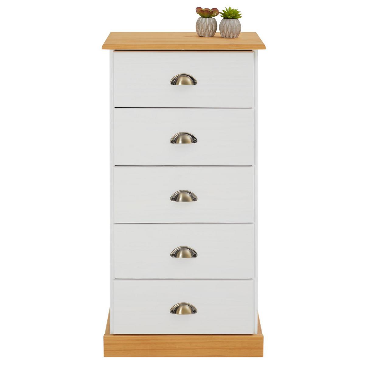 KOMMODE PARIS weiß/braun - Weiß/Braun, Holz (48/95/39cm) - IDIMEX