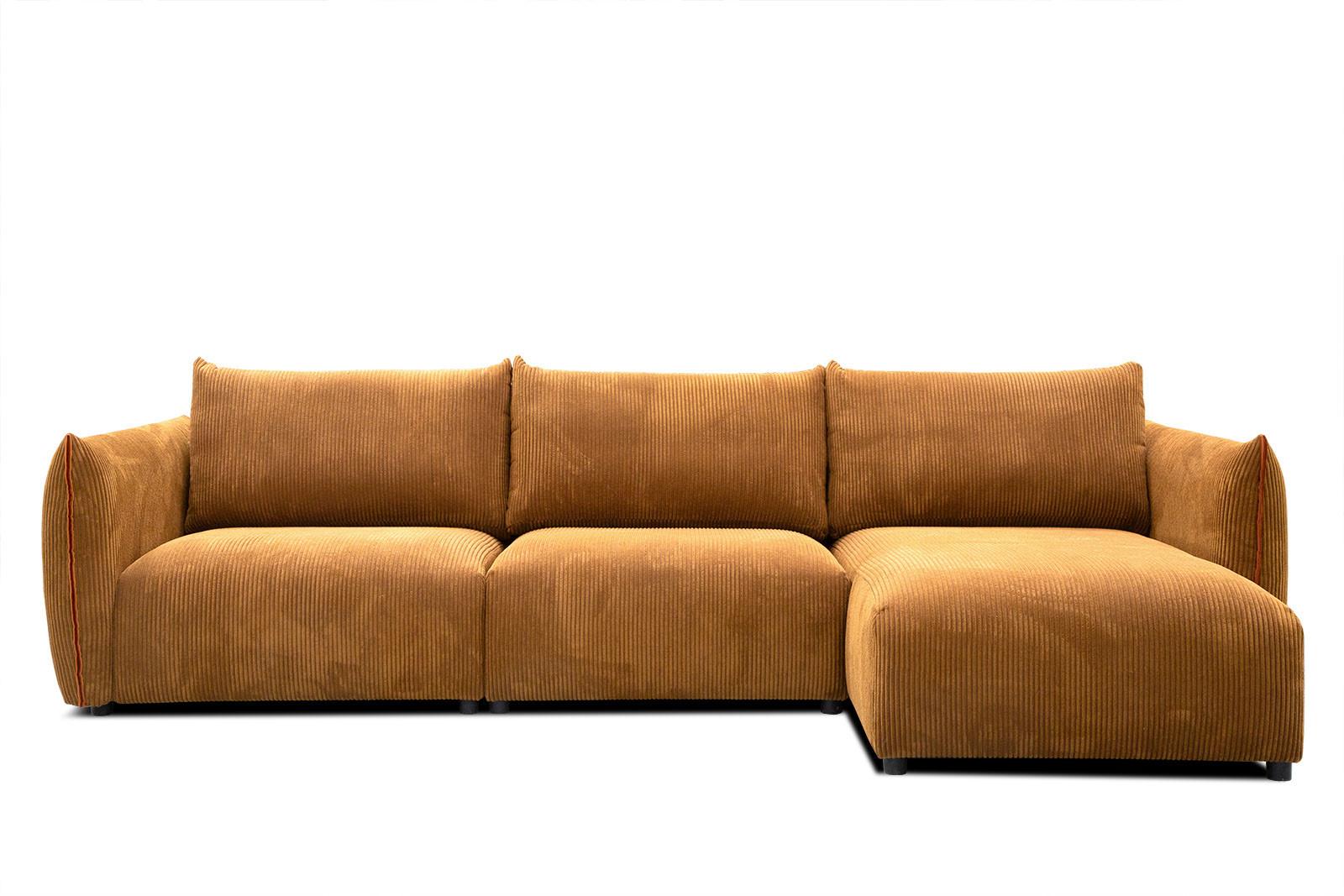 ECKSOFA TAUER 5-Sitzer, honig - Schwarz/Honig, Holzwerkstoff/Kunststoff (294/173cm) - Wozimo
