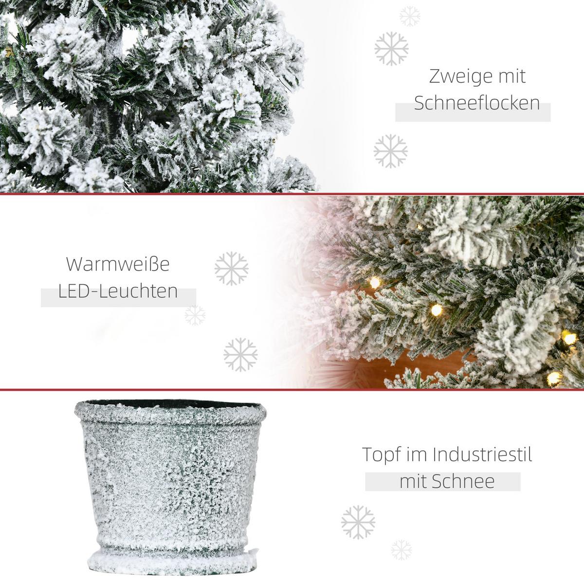 KÜNSTLICHER Weihnachtsbaum mit LED-Leuchten, 90 cm Christbaum mit 116 Spitzen - Grün, Kunststoff (90cm) - HOMCOM