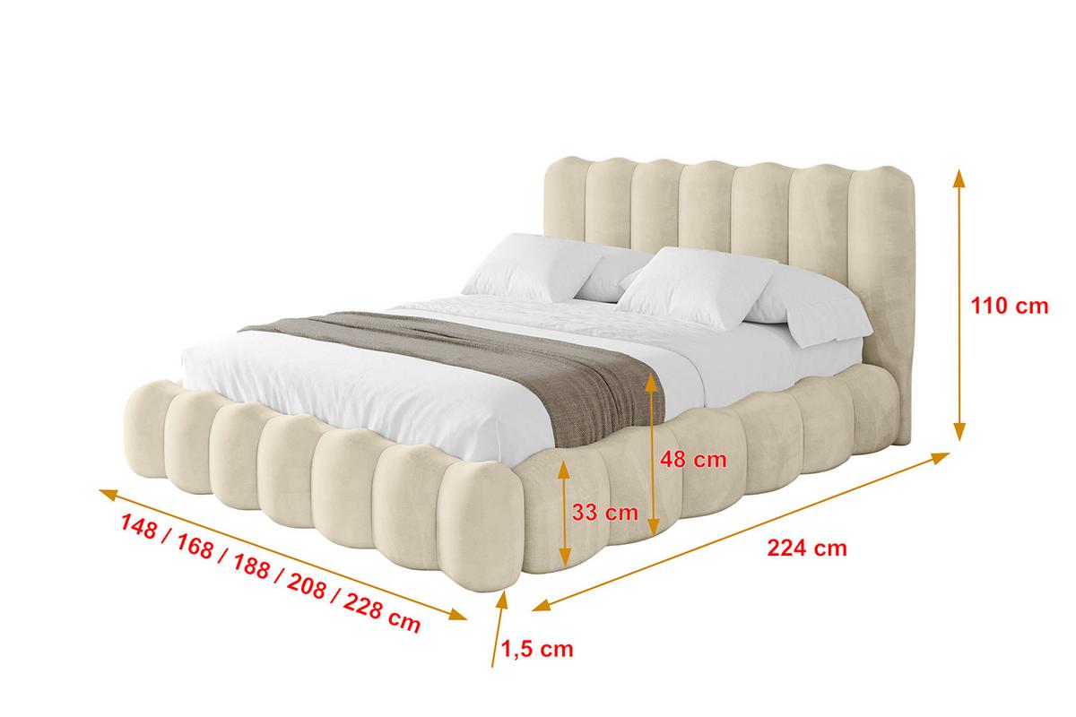 POLSTERBETT mit Bettkasten und Lattenrost, Boxbett ohne Matratze - SORA 180x200 Beige - Ecru, Holzwerkstoff/Textil (180/200cm) - ALTDECOR