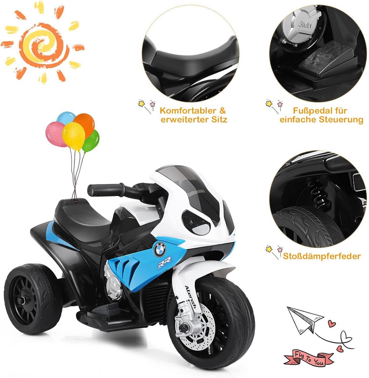 KINDERMOTORRAD BMW 6V Blau - Blau, Kunststoff (66/44/37cm) - COSTWAY