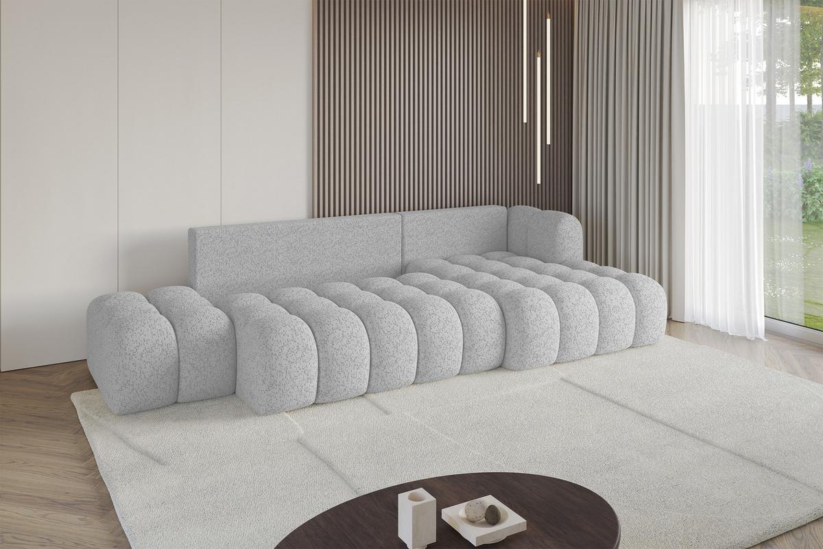ECKSOFA mit Schlaffunktion Ottomane RECHTS OLEA-L2 321x164x75 Grau Tissu - Graphitfarben/Schwarz, Holzwerkstoff/Kunststoff (164/321cm) - ALTDECOR