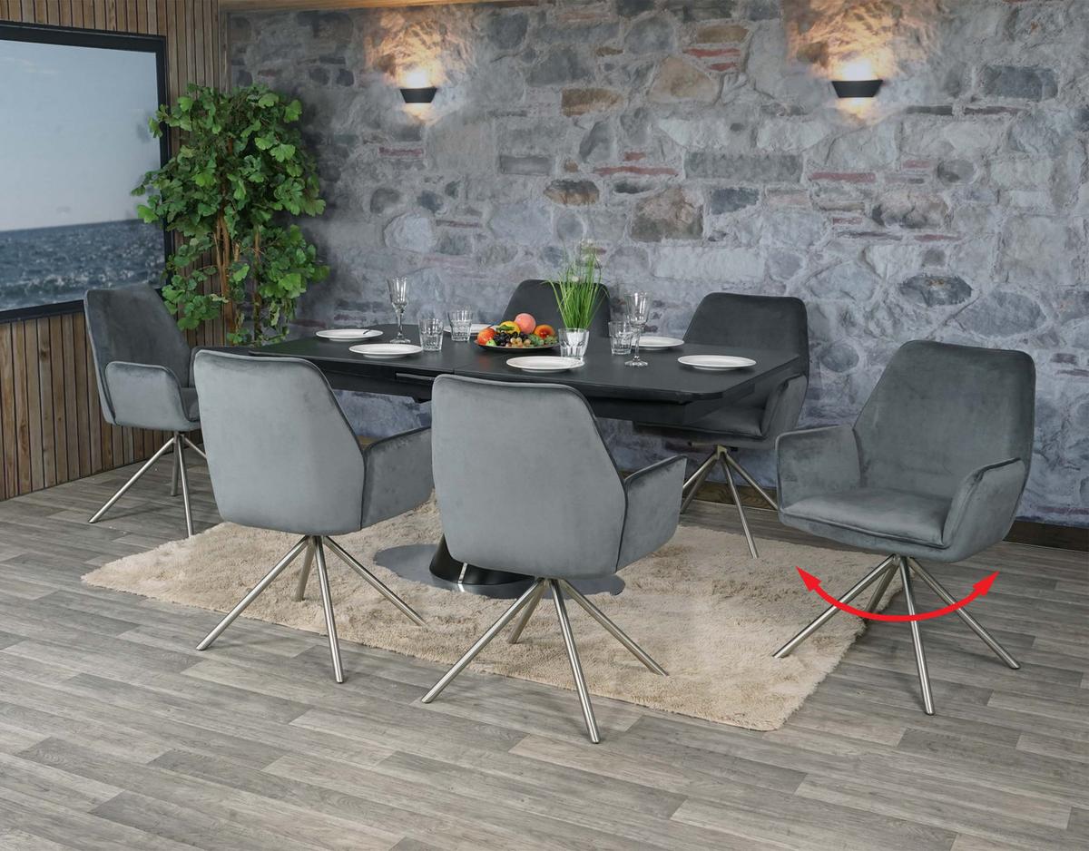 ESSZIMMERSTUHL Anthrazit, Silber 6er-Set - Dunkelgrau/Anthrazit, Textil (60/86/60cm) - MCW