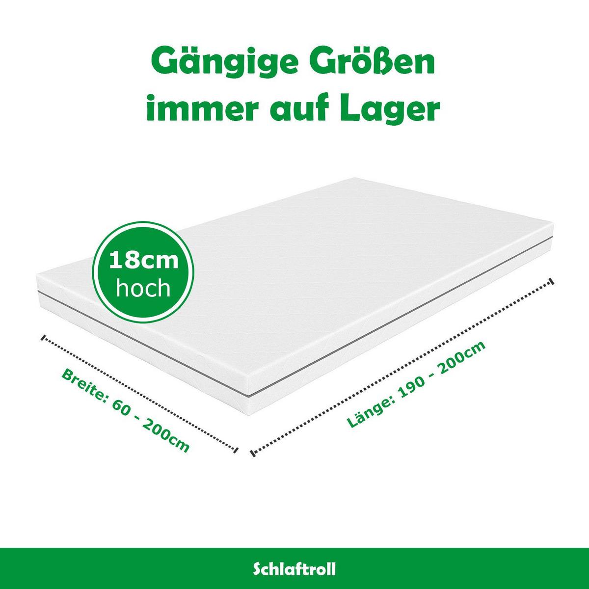TASCHENFEDERKERNMATRATZE mit Kaltschaum Schicht Härtegrad H2 / H3 90 x 200 cm - Weiß, Textil (90/200cm) - Schlaftroll
