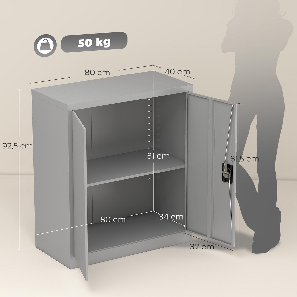 AKTENSCHRANK kaltgewalzter Stahl grau - Grau, Metall (40/92.5/80cm) - Vinsetto