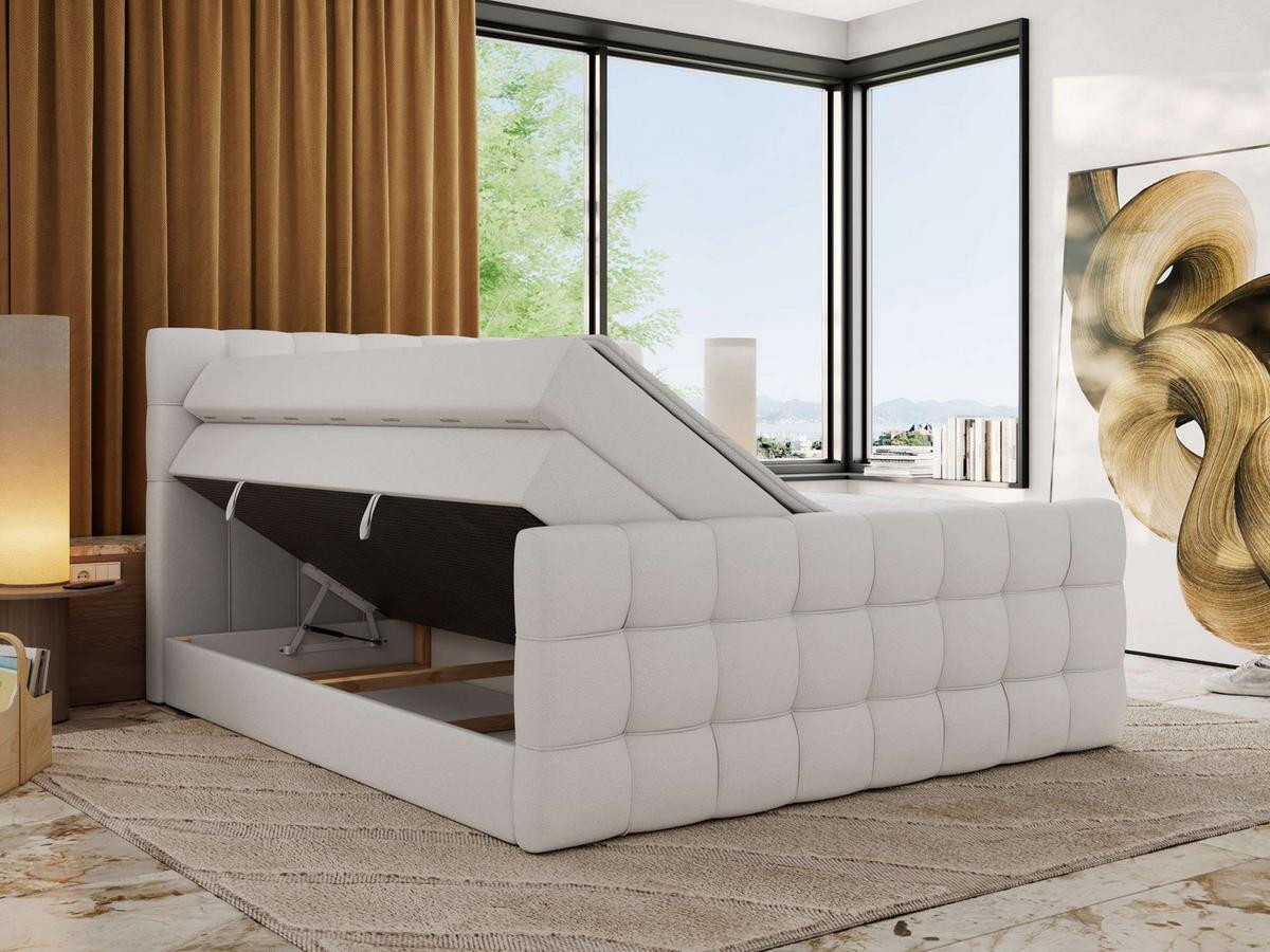 BOXSPRINGBETT ALTIVO KING DUO 140/200 - Weiß Kunstleder - H4 - Weiß, Textil (140/200cm) - MKS