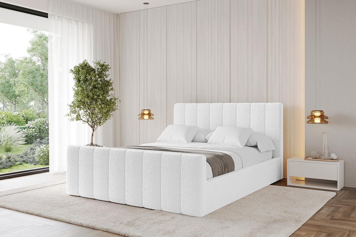 POLSTERBETT mit Bettkasten, Fußteil und Lattenrost, Boxbett mit Matratze H3/H4 - STERA-Z 160x200 Weiß - Weiß, Holzwerkstoff/Textil (160/200cm) - ALTDECOR