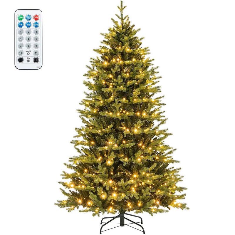 WEIHNACHTSBAUM mit 11 Lichtmodi 210cm Grün - Grün, Metall (210cm) - COSTWAY