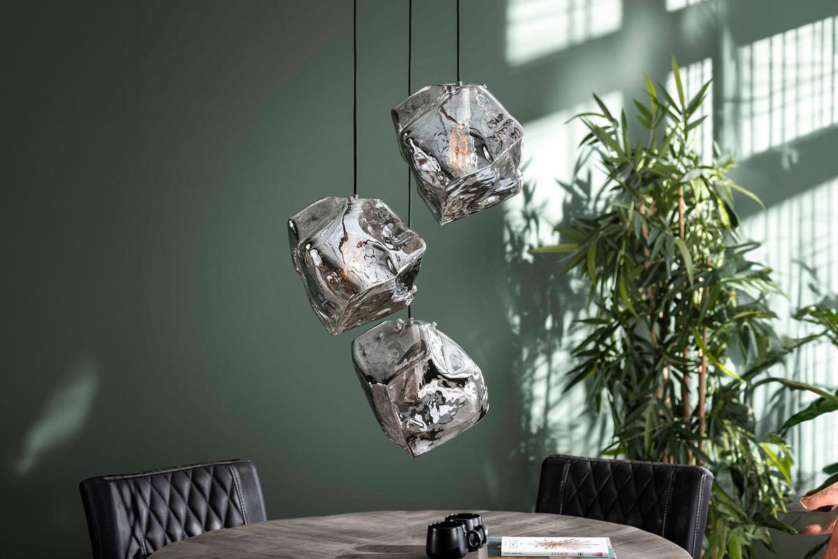 HÄNGELAMPE EDESSA Silber Glas - Silberfarben, Glas (50/50/150cm) - KAWOLA