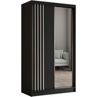 SCHWEBETÜRENSCHRANK Nela II 120/216/61 schwarz mit Schubladen - Schwarz/Weiß, Holzwerkstoff (120/216/61cm) - Beautysofa