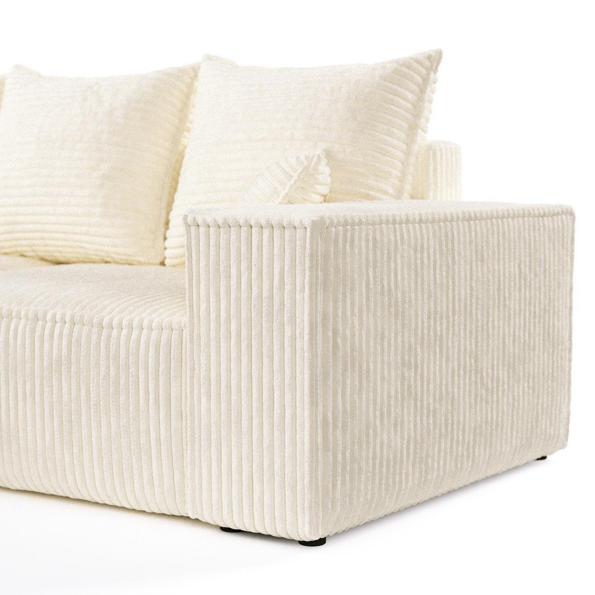 ECKSOFA SENSO mit Schlaffunktion Creme im Tilia Stoff - Creme/Schwarz, Holz/Holzwerkstoff (255/148cm) - AltaBeds