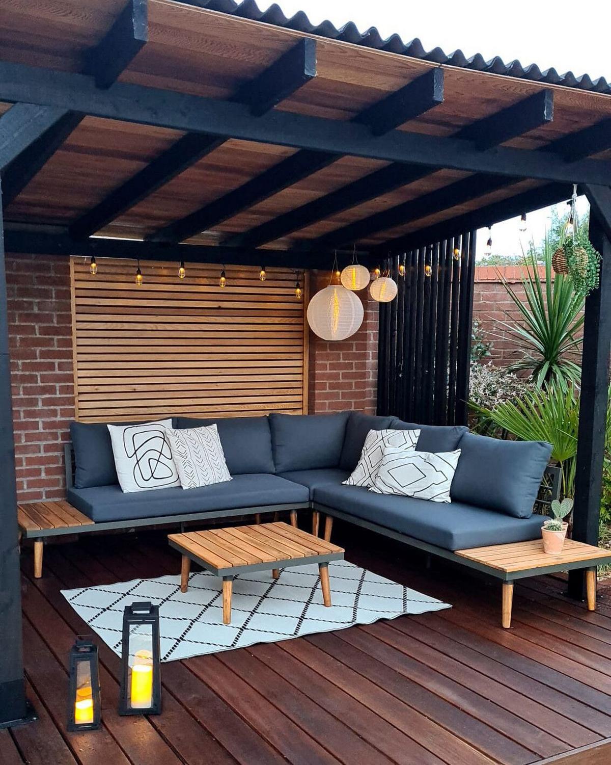 LOUNGE-SET 5-Sitzer grau Corato - Grau, Holz - Beliani