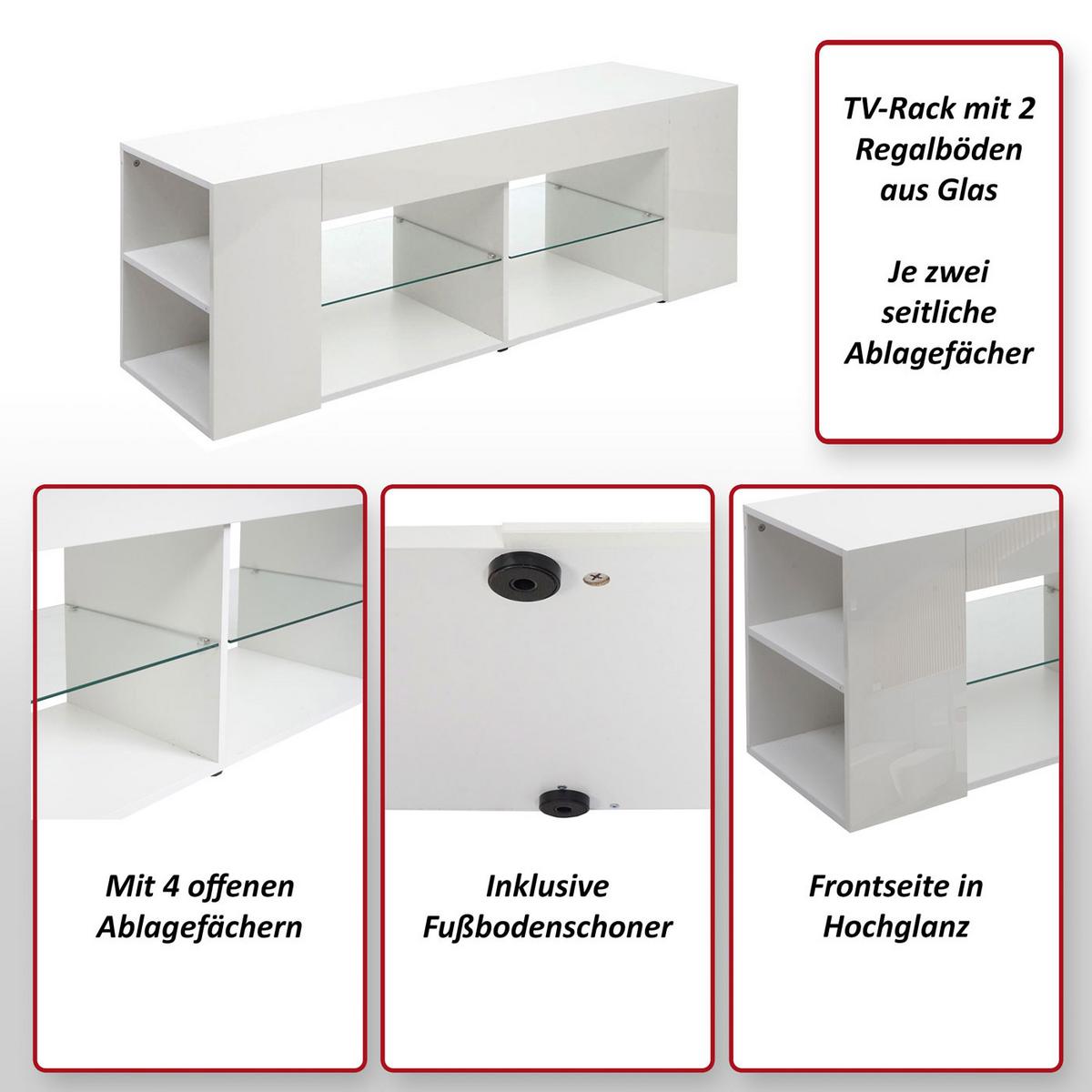 TV-RACK Weiß - Weiß, Holz (144/50/40cm) - MCW
