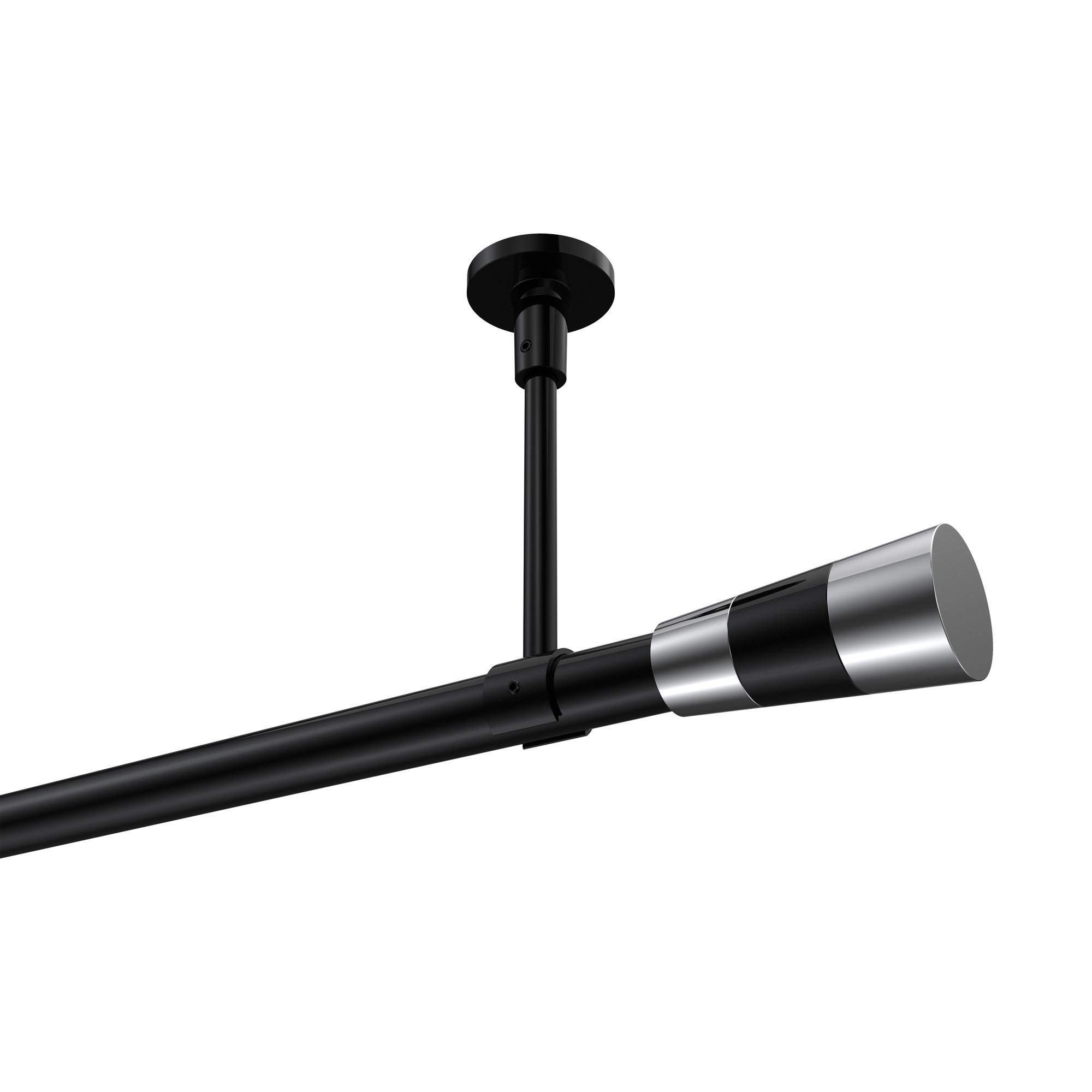GARDINENSTANGE Sonette Tanara 420 cm (geteilt in 3 x 140 cm), 1-läufig, 20 mm Ø Schwarz - Chromfarben/Schwarz, Metall (420cm) - INTERDECO