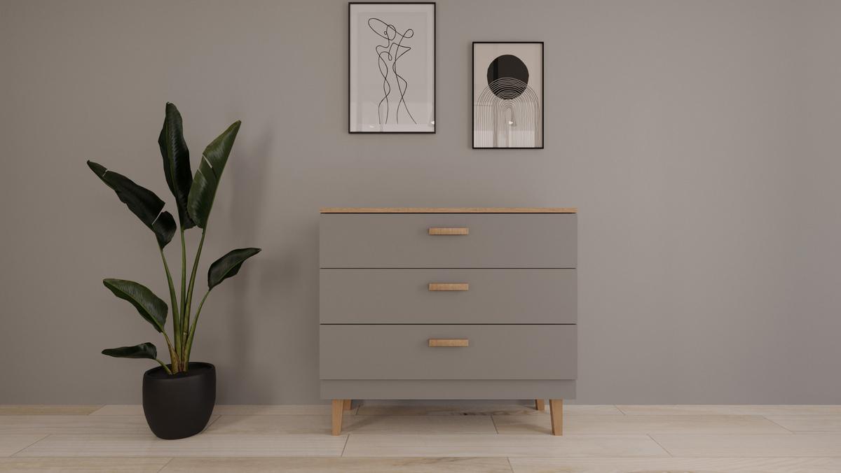 KOMMODE Denver - Grau, Holzwerkstoff (100/90/47cm) - RAUMHIRSCH FURNITURE