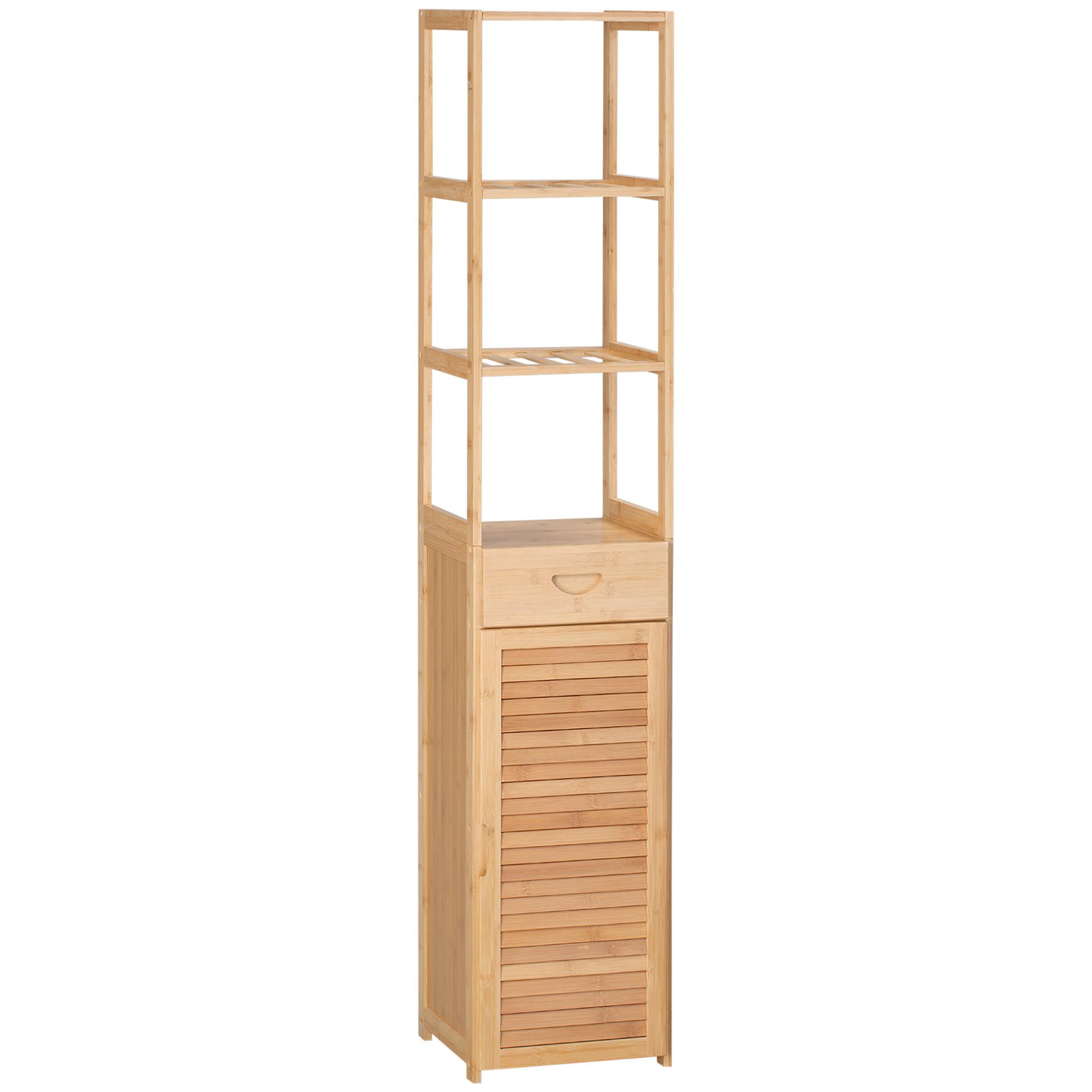 HOCHSCHRANK aus Bambus, 32 x 30 x 163 cm Naturholz - Naturfarben, Naturmaterialien (30/163/32cm) - Kleankin