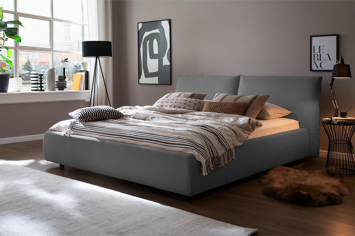 POLSTERBETT HENRY Grau Cord - Grau, Textil (140/200cm) - KAWOLA