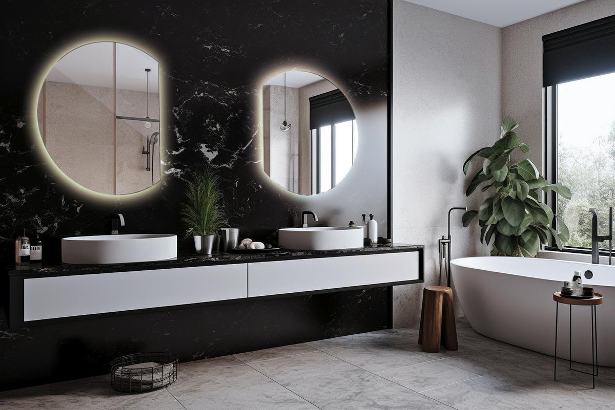 LED SPIEGEL 63 cm x 70 cm Asymmetrische Form Neutralweiß 4000 K - Transparent, Glas (63/70/0.4cm) - Wallfluent