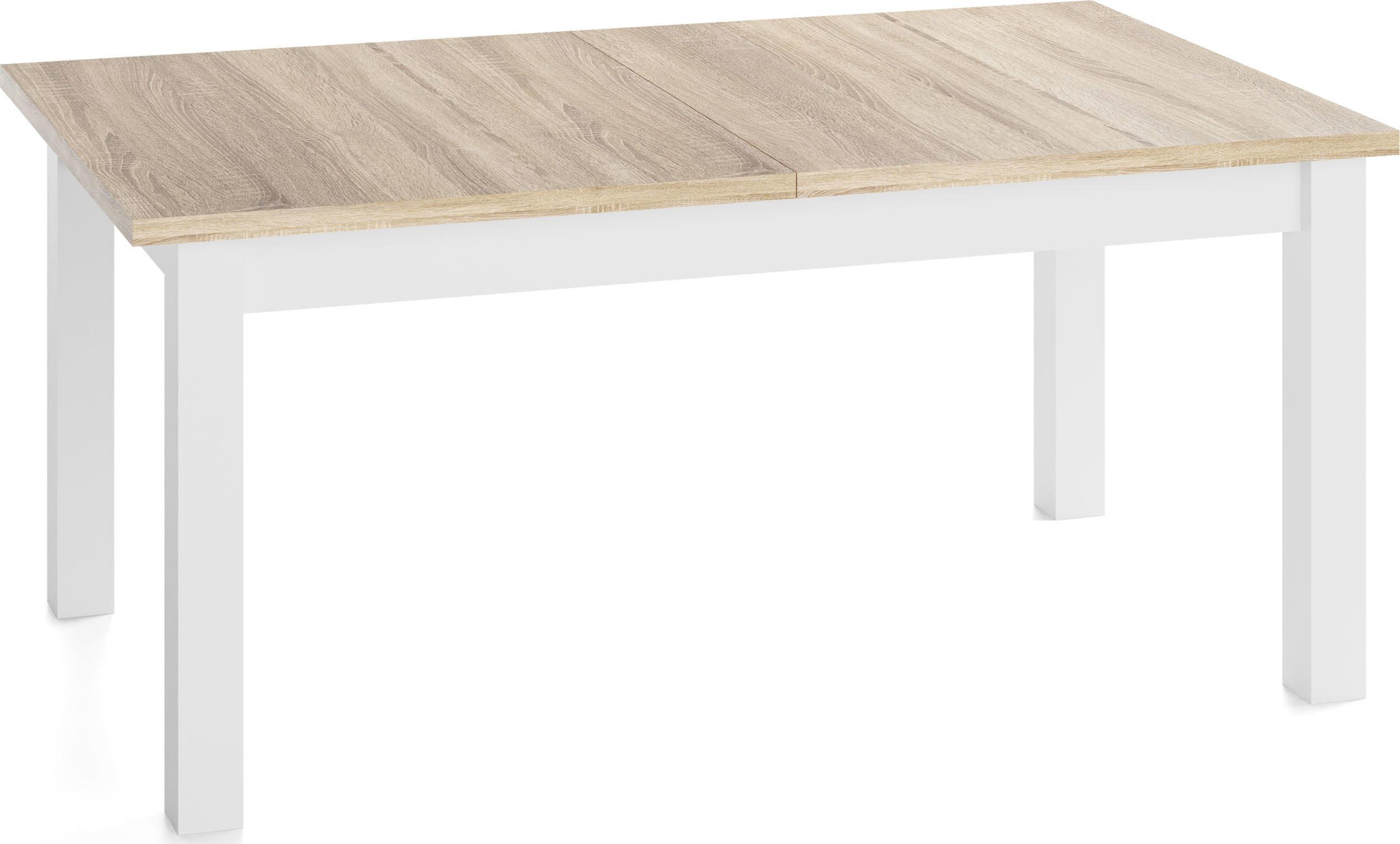 ESSTISCH Lindberg Weiß ausziehbar verlängerbar rechteckig, Eiche Sonoma Hellbraun 120-160/70/77 cm - Weiß/Sonoma Eiche, Holz/Holzwerkstoff (70/160/76.5cm) - WFL GROUP