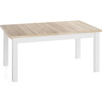 ESSTISCH Lindberg Weiß ausziehbar verlängerbar rechteckig, Eiche Sonoma Hellbraun 140-180/80/77 cm - Weiß/Sonoma Eiche, Holz/Holzwerkstoff (80/180/76.5cm) - WFL GROUP