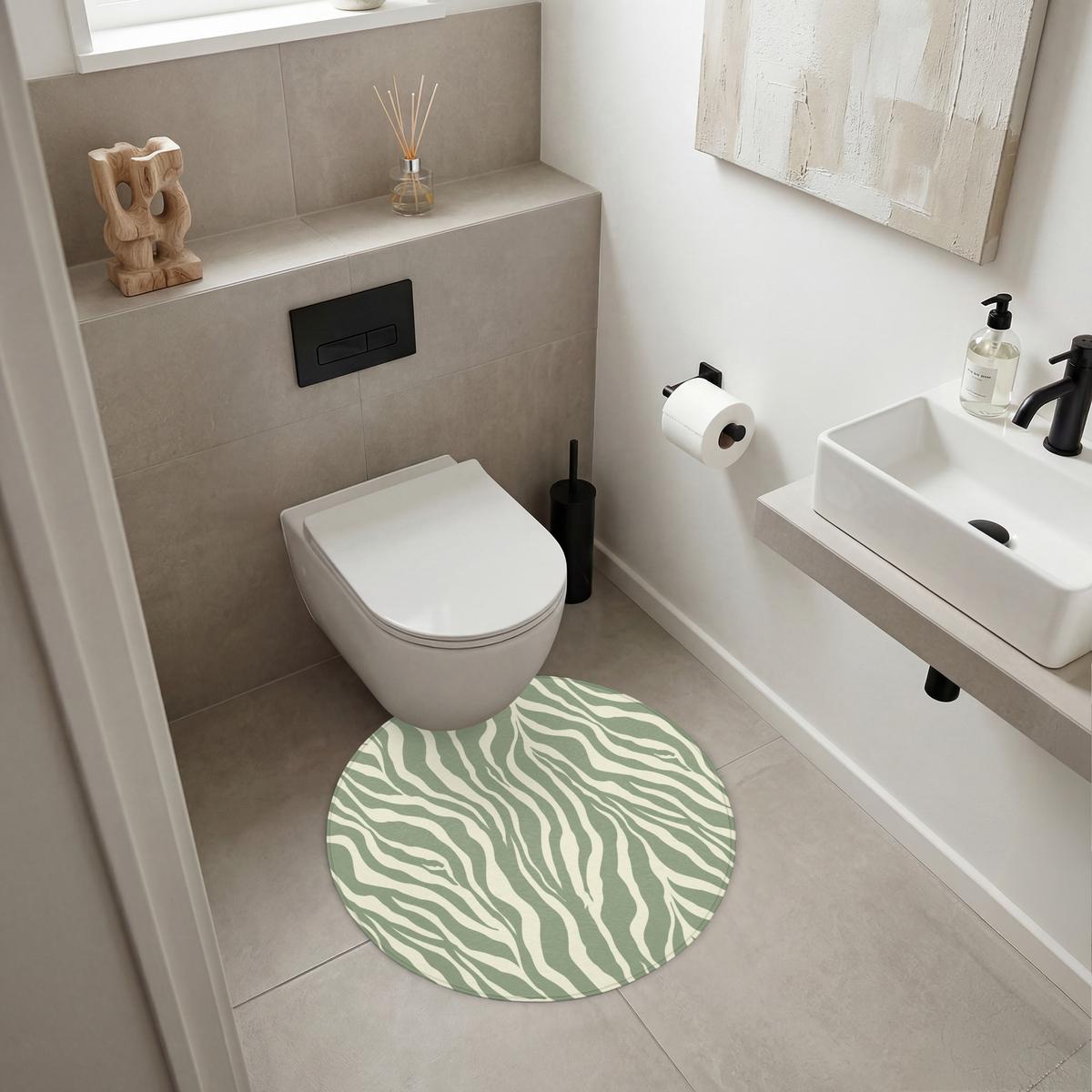 BADEMATTE Zebra - Motiv - Grün Badvorleger 70x70 cm - Salbeigrün, Textil (70/70cm) - OnlyWow