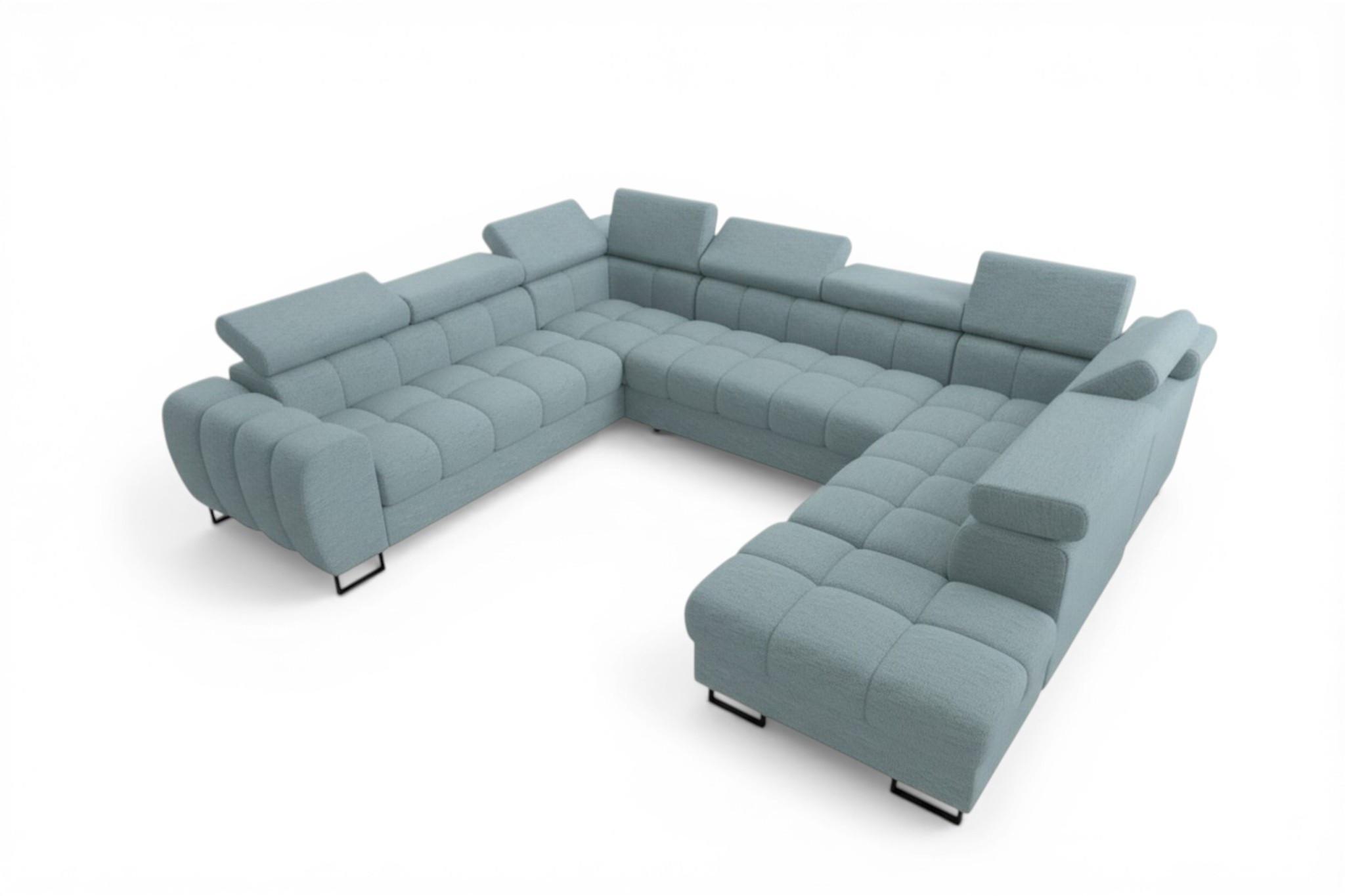 WOHNLANDSCHAFT Bastien Xl - Hellblau, Holzwerkstoff/Textil (350/95/265cm) - Fun Möbel
