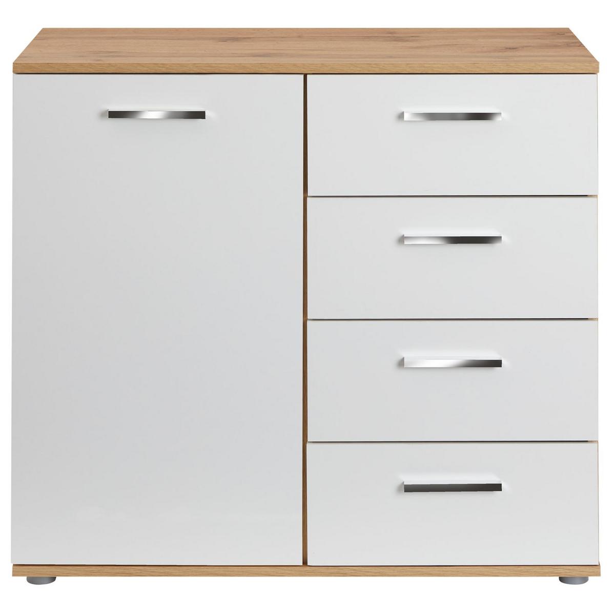 KOMMODE CHICAGO Wotan Eiche/weiß - Eiche Wotan/Weiß, Holzwerkstoff (91/82/40cm) - CARO-Möbel