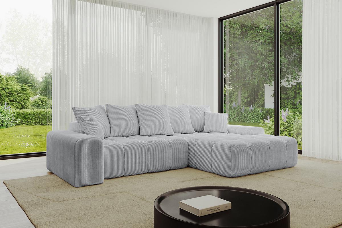 ECKSOFA Ottomane Rechts ENSI-L - 267x164x69 cm Grau - Grau, Holzwerkstoff/Kunststoff (164/267cm) - ALTDECOR
