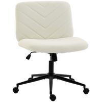 BÜROSTUHL Sperrholz Kunstleder Cremeweiß - Creme/Schwarz, Leder/Metall (61/95/62cm) - HOMCOM