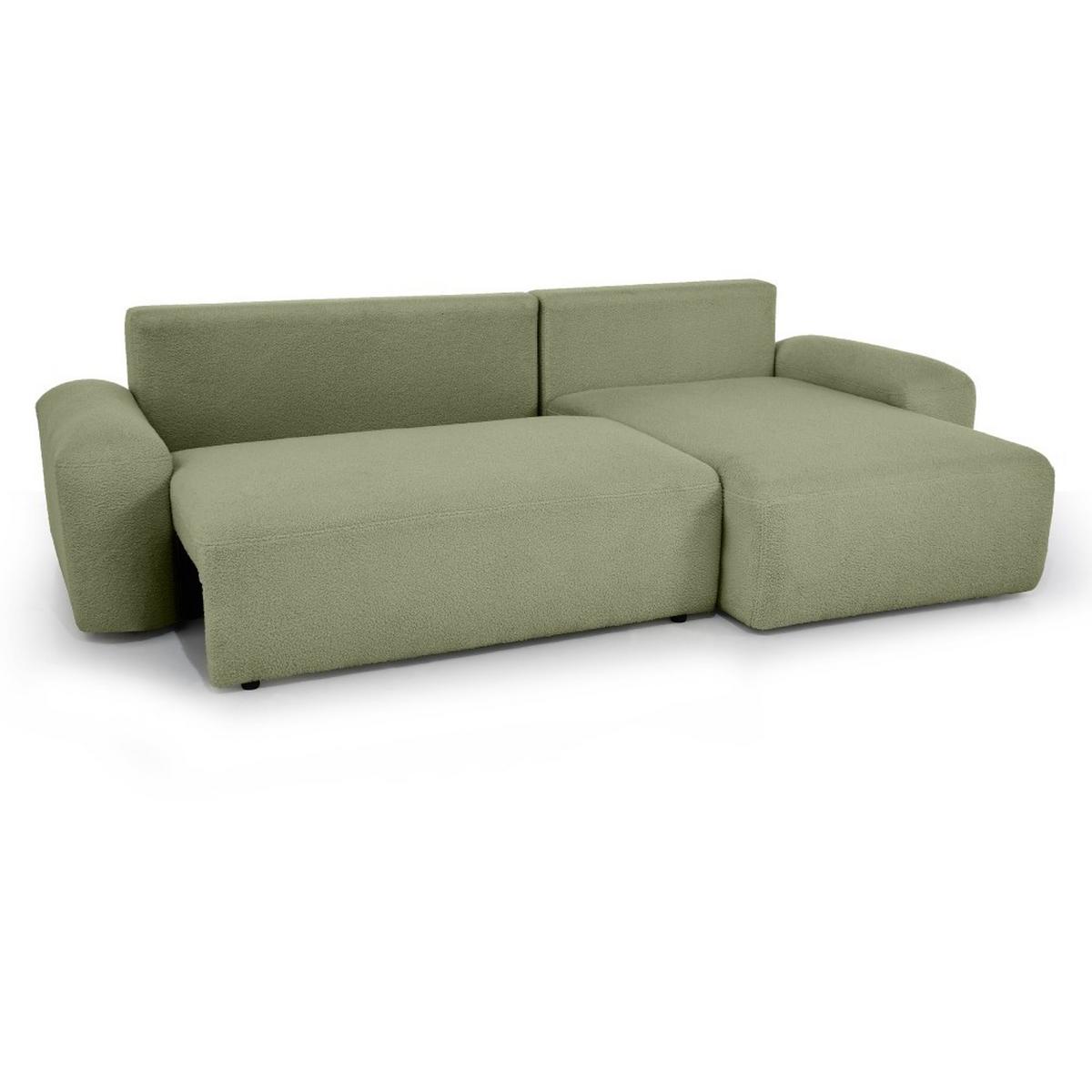 ECKSCHLAFSOFA Noel mit universelle Ottomane, Grün - Schwarz/Grün, Textil (280/163cm) - Beautysofa