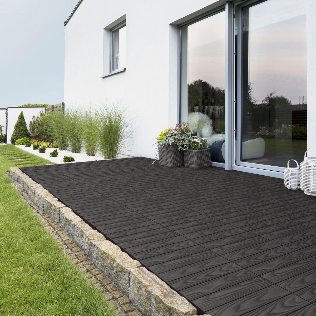 TERRASSENFLIESE Anthrazit 33 Stück - Anthrazit, Holzwerkstoff (30/30/2cm) - ML-DESIGN