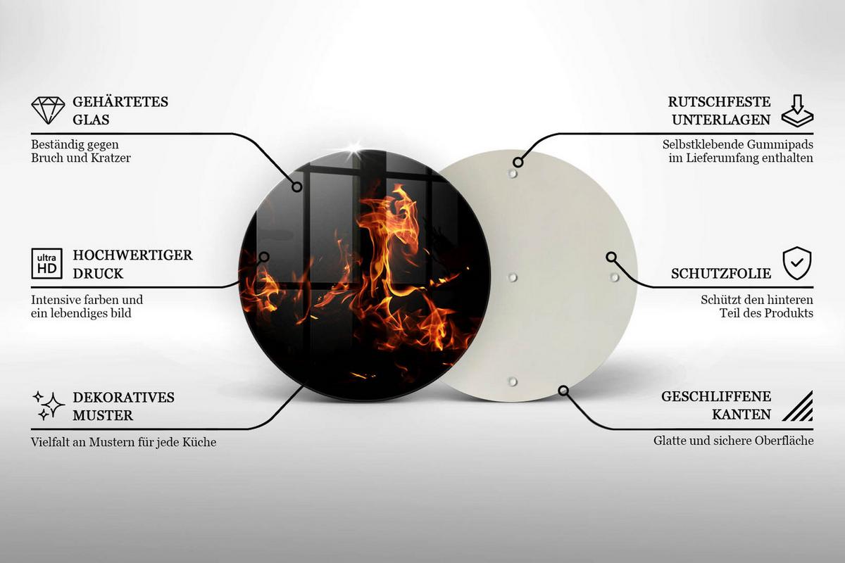 GLASPLATTE Ø 40 cm Feuerflamme - Orange, Glas (40/40cm) - Wallfluent