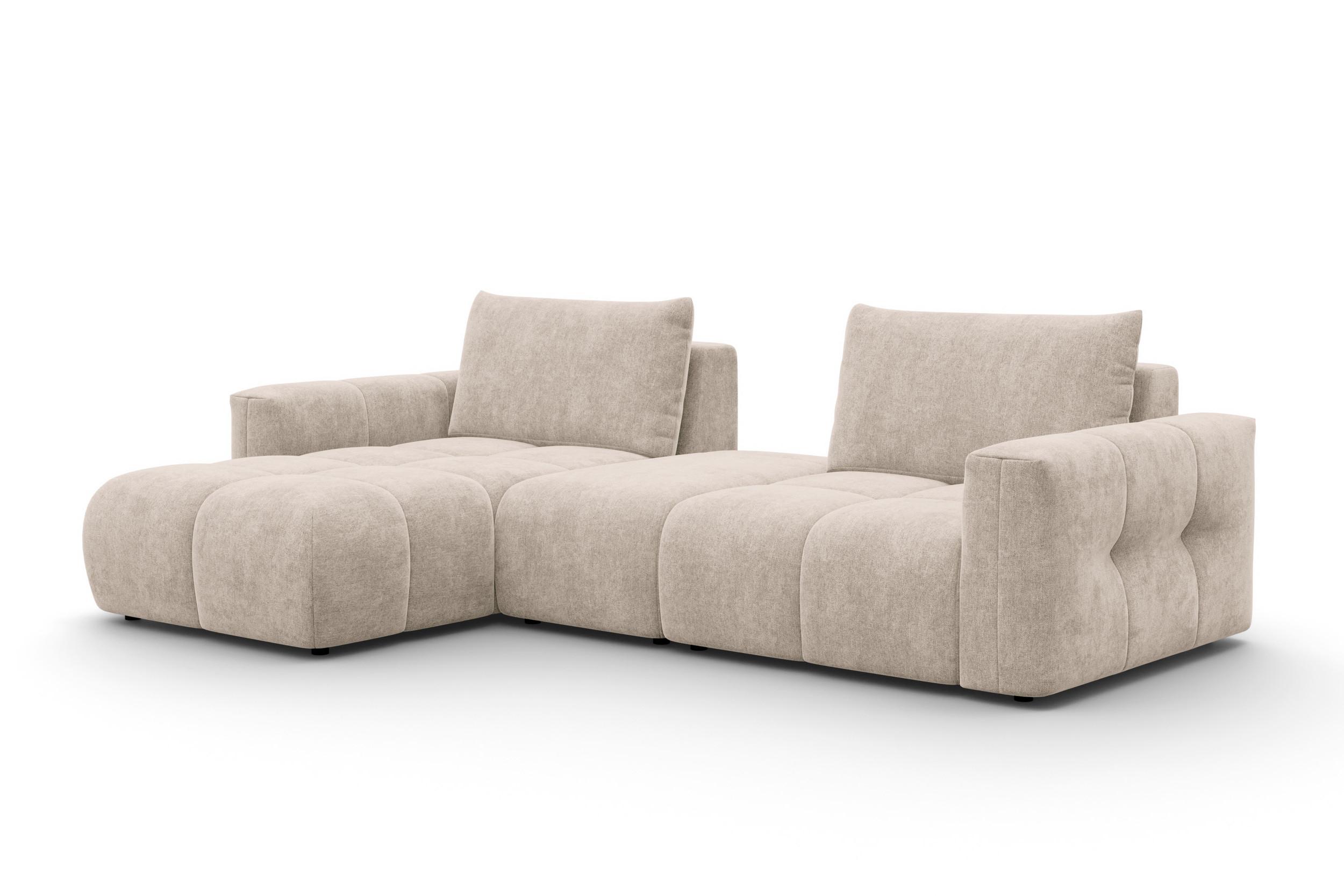 ECKSOFA VERONA 4-Sitzer LINKS, Beige - Beige/Schwarz, Holz/Textil (282/173cm) - Courtois Laville