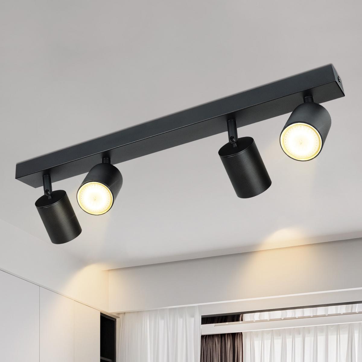 DECKENSTRAHLER Glanz 4-flammig 54/6/10 cm - Schwarz, Metall (54/6/10cm) - Nettlife