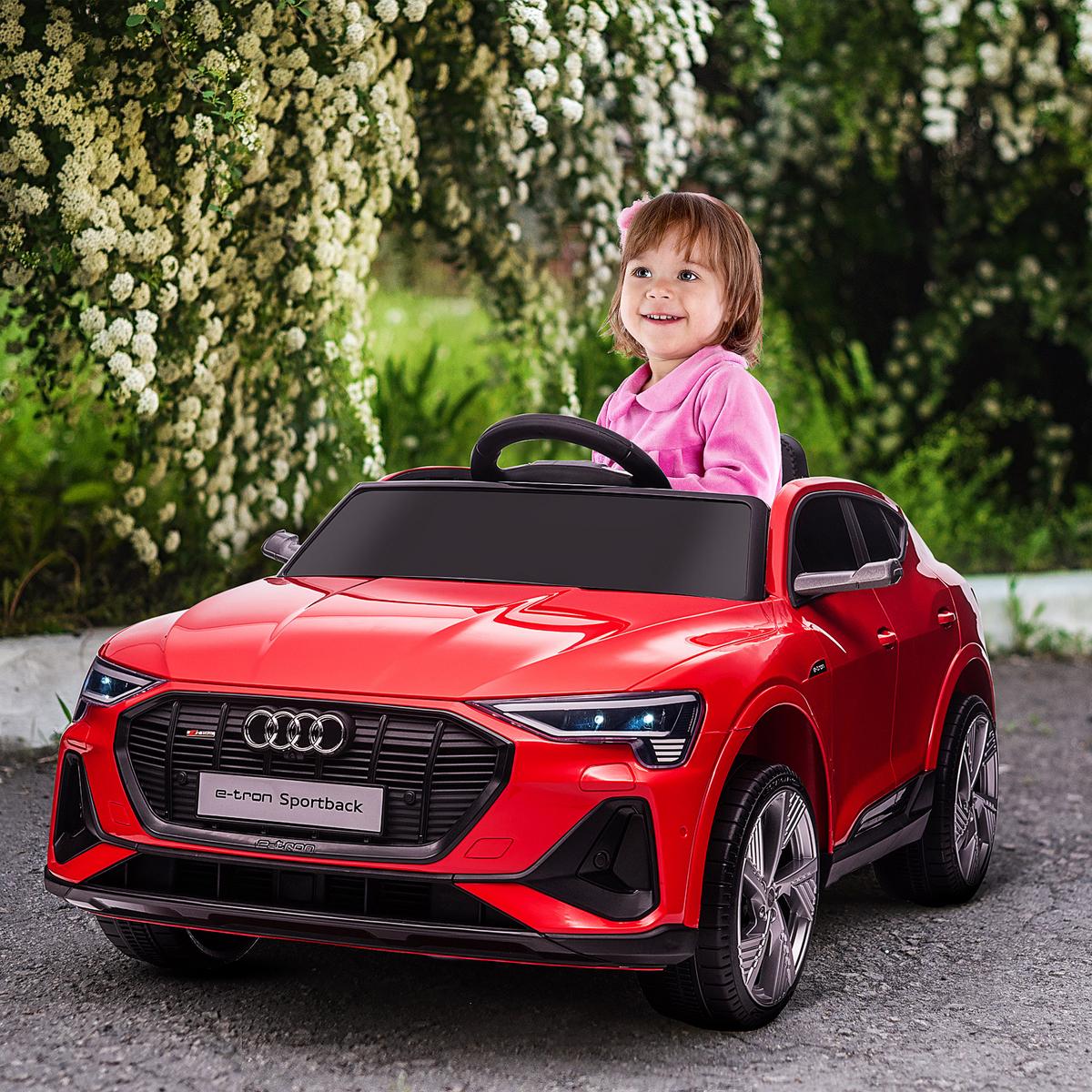 KINDER Elektroauto mit Fernbedienung, Musikfunktion, bis 5 km/h, Rot - Rot, Metall (108/60/47cm) - HOMCOM