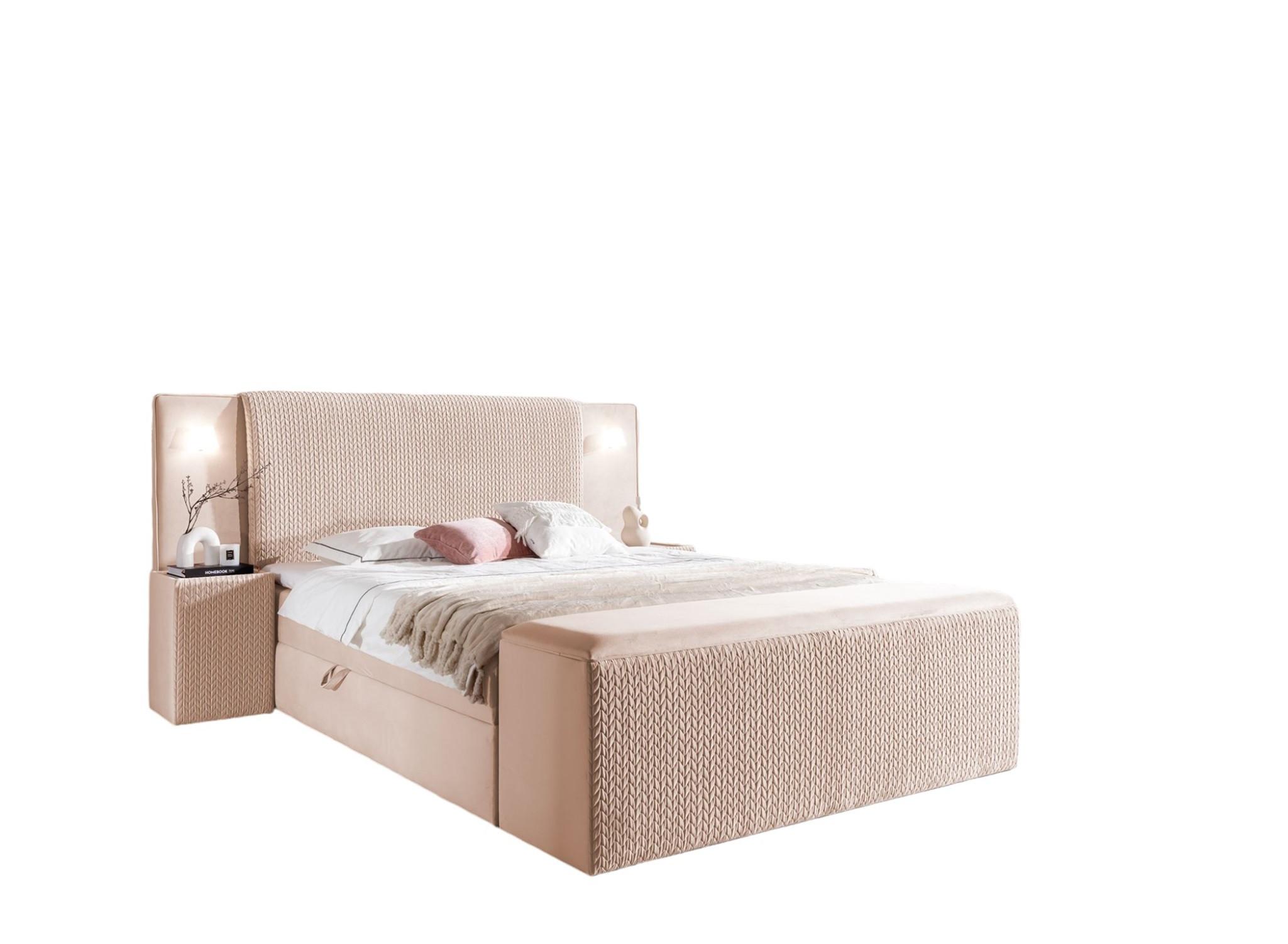 BOXBETT Marten Magic Velvet Set.4 - Hellrosa, Holzwerkstoff/Textil (140/200cm) - Fun Möbel