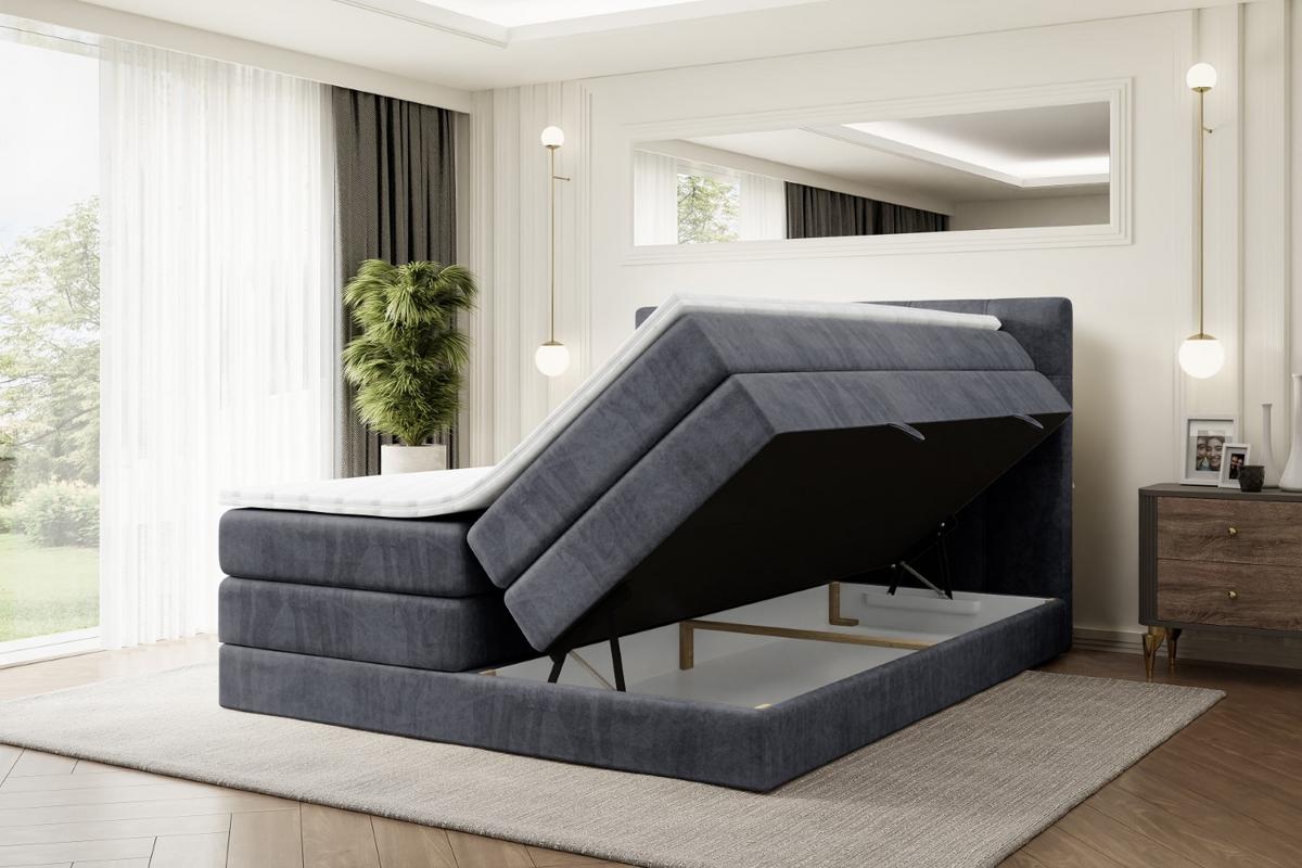BOXSPRINGBETT MARCE KING - 200x200 - H3/H4 - Dunkelgrau - Dunkelgrau, Holzwerkstoff (200/200cm) - ALTDECOR