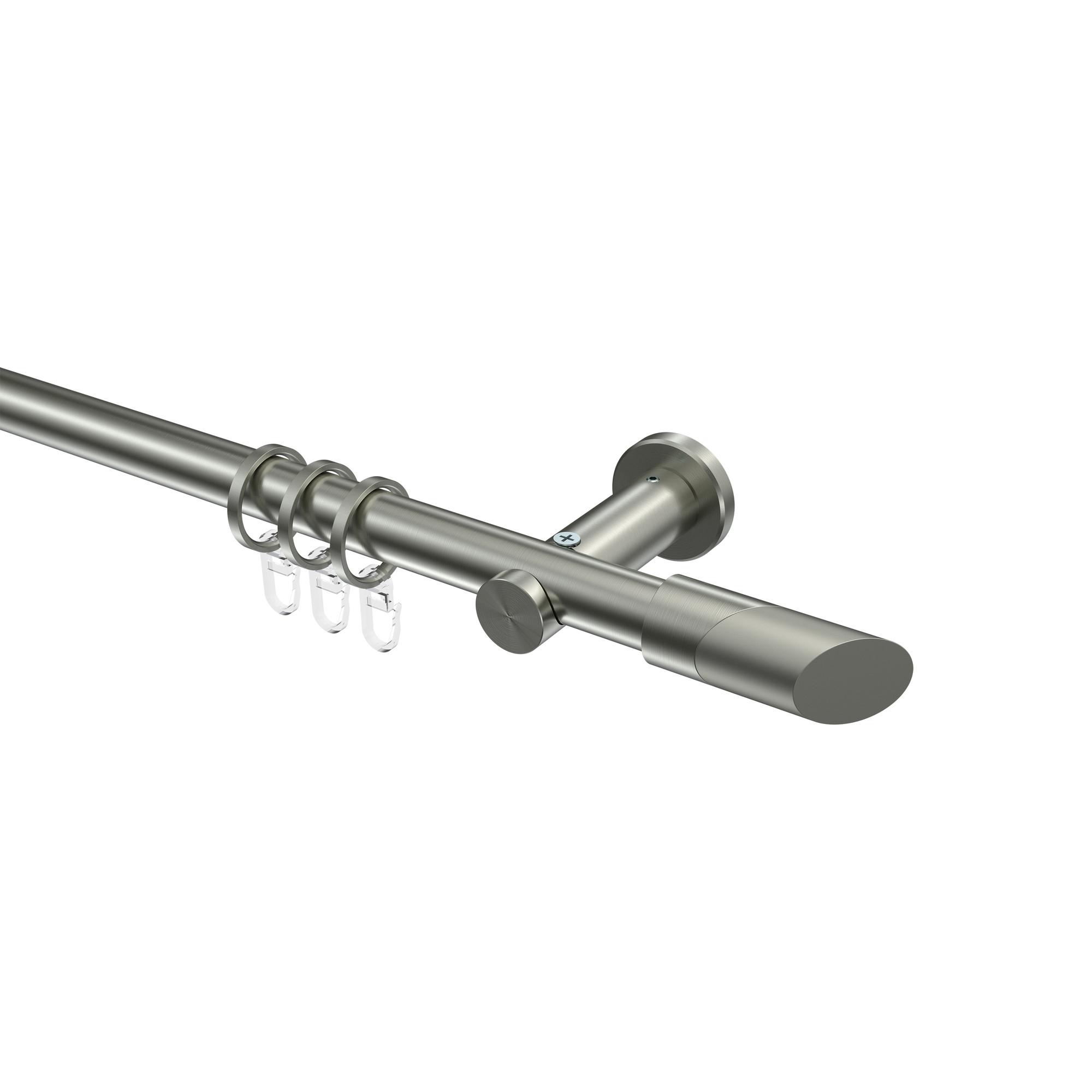 GARDINENSTANGE Platon Verano 520 cm (geteilt in 4 x 130 cm), 1-läufig, 20 mm Ø Edelstahl-Optik - Edelstahlfarben/Silberfarben, Metall (520cm) - INTERDECO