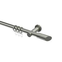 GARDINENSTANGE Platon Verano 240 cm (geteilt in 2 x 120 cm), 1-läufig, 20 mm Ø Edelstahl-Optik - Edelstahlfarben/Silberfarben, Metall (240cm) - INTERDECO