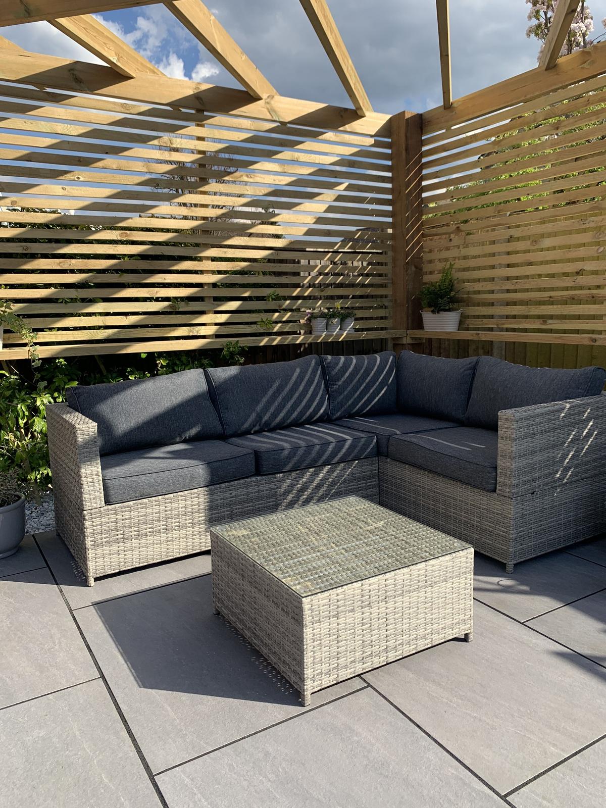 LOUNGE-SET 4-Sitzer grau Avola - Grau, Kunststoff - Beliani