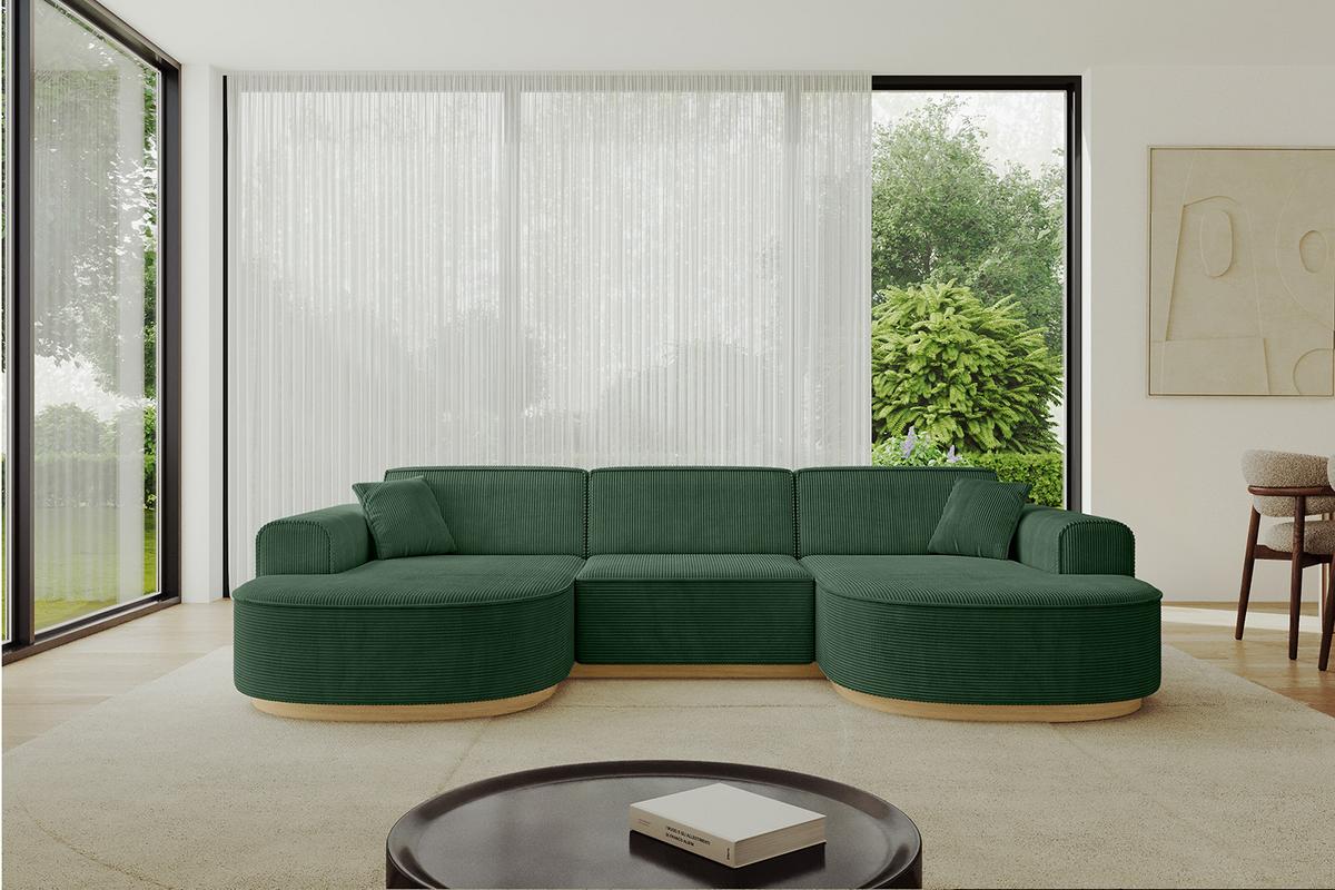 WOHNLANDSCHAFT MARI-U1-v2 - 303x171x83 cm Grün Cord - Grün, Holzwerkstoff/Textil (303/83/171cm) - ALTDECOR