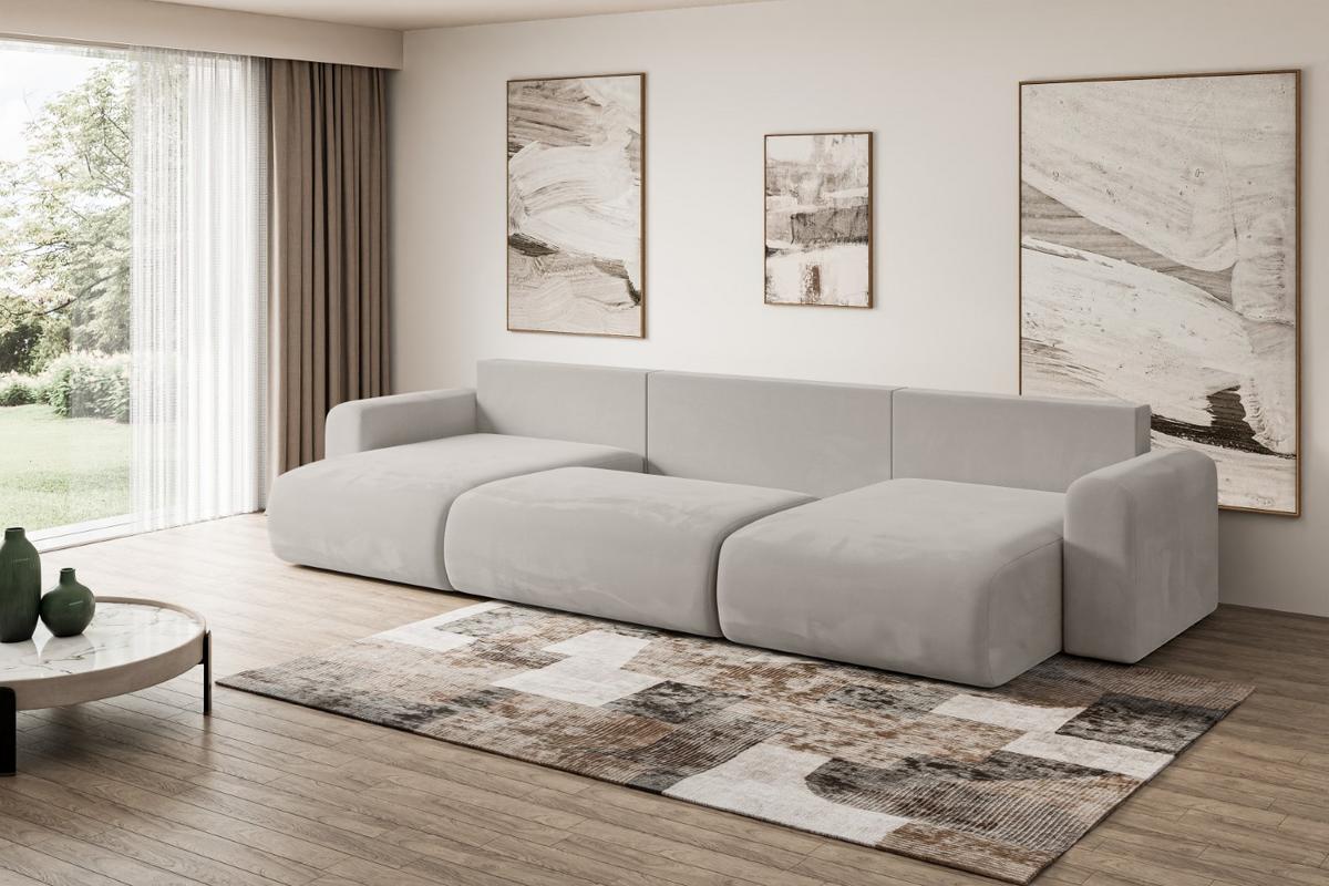 WOHNLANDSCHAFT mit Schlaffunktion und Bettkasten ORRO-U - 362x145x83 cm Hellbraun Velours - Hellbraun/Schwarz, Holzwerkstoff/Kunststoff (362/83/145cm) - ALTDECOR